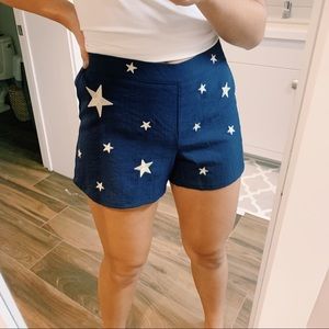 Dark blue star linen shorts